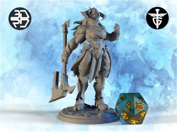 Female Dragon Warrior Miniature, Rathnir | Twin Goddess Miniatures | Tabletop RPG Miniature | Roleplaying 3D Printed Fantasy Mini - 3DPrintDen