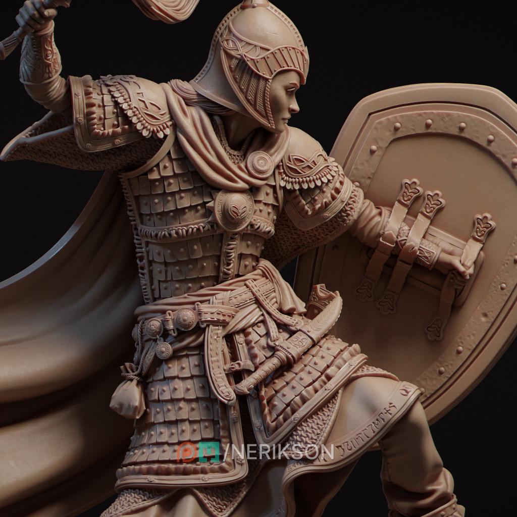Shield Maiden Miniature, Nastasya | Tabletop RPG Miniature | Nerikson | Roleplaying 3D Printed Fantasy Mini - 3DPrintDen