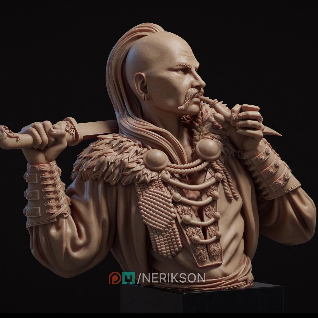 Free Cossack Bust, Taras | Tabletop RPG Miniature | Nerikson | Roleplaying 3D Printed Fantasy Mini - 3DPrintDen