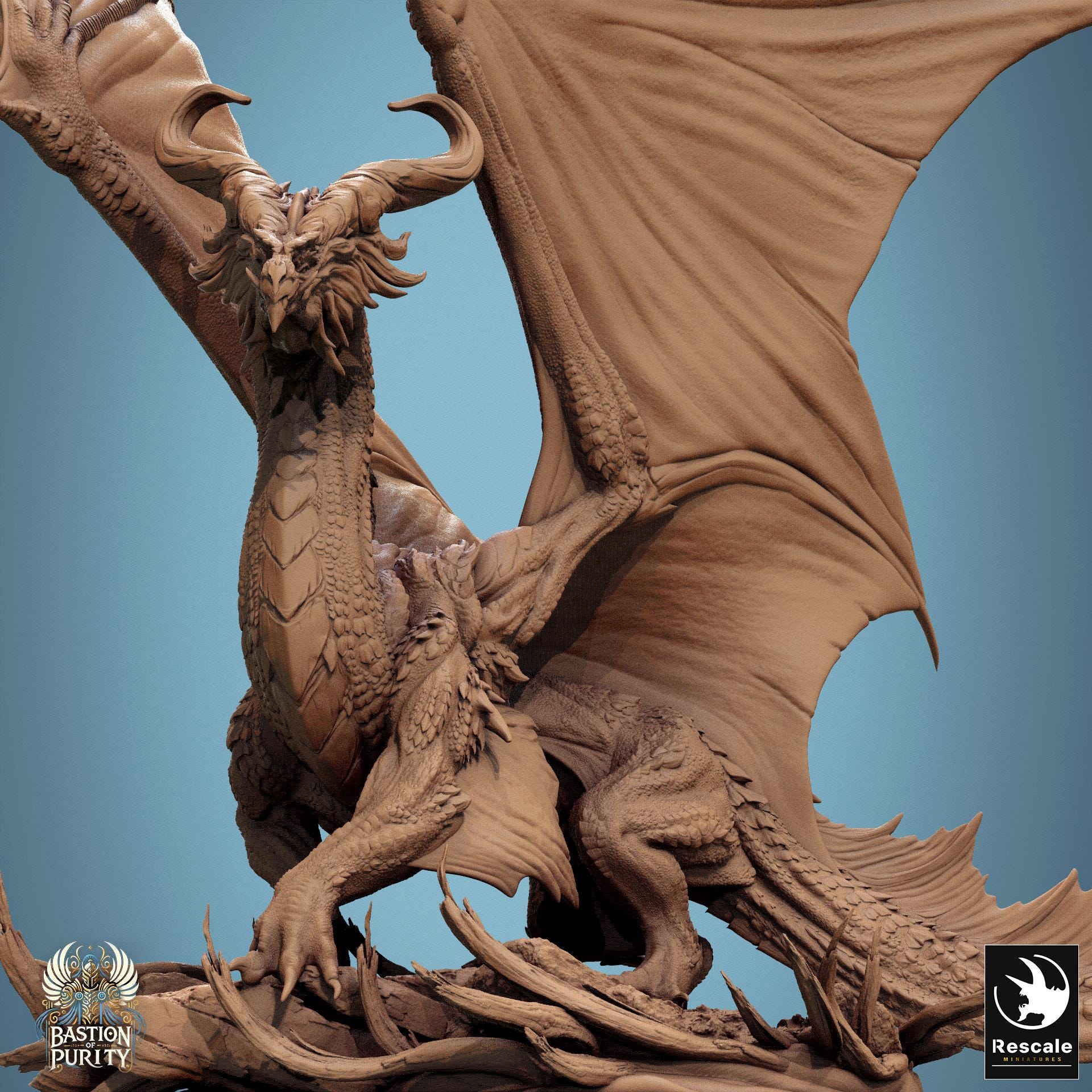 Legendary Bronze Dragon Miniature | Tabletop RPG Miniature | Rescale Miniature | Roleplaying 3D Printed Fantasy Mini - 3DPrintDen