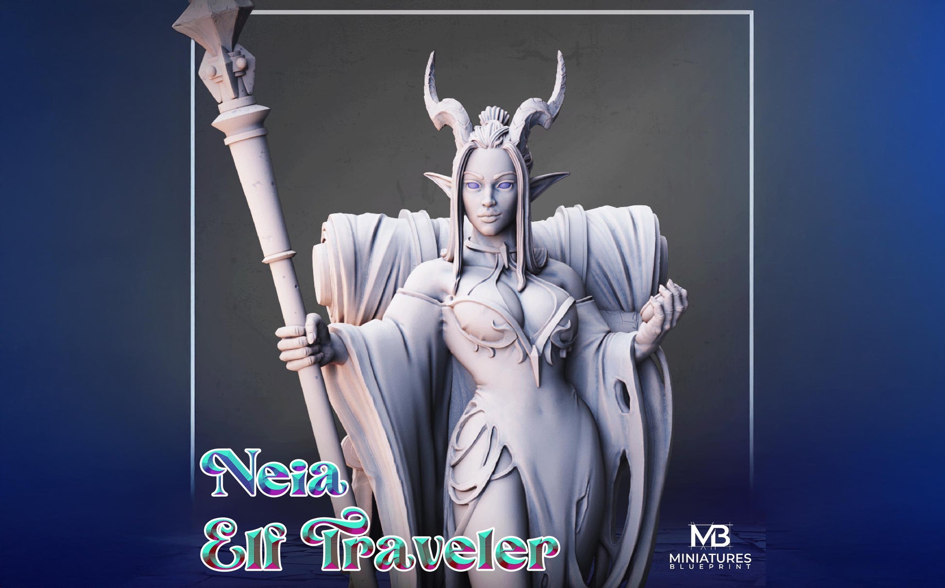 Female Elf Traveler Miniature, Neia | Tabletop RPG Miniature | Miniatures Blueprint | Roleplaying 3D Printed Fantasy Mini - 3DPrintDen