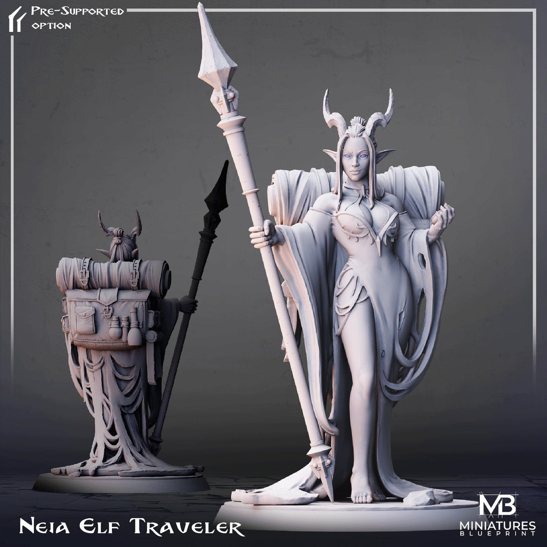 Female Elf Traveler Miniature, Neia | Tabletop RPG Miniature | Miniatures Blueprint | Roleplaying 3D Printed Fantasy Mini - 3DPrintDen