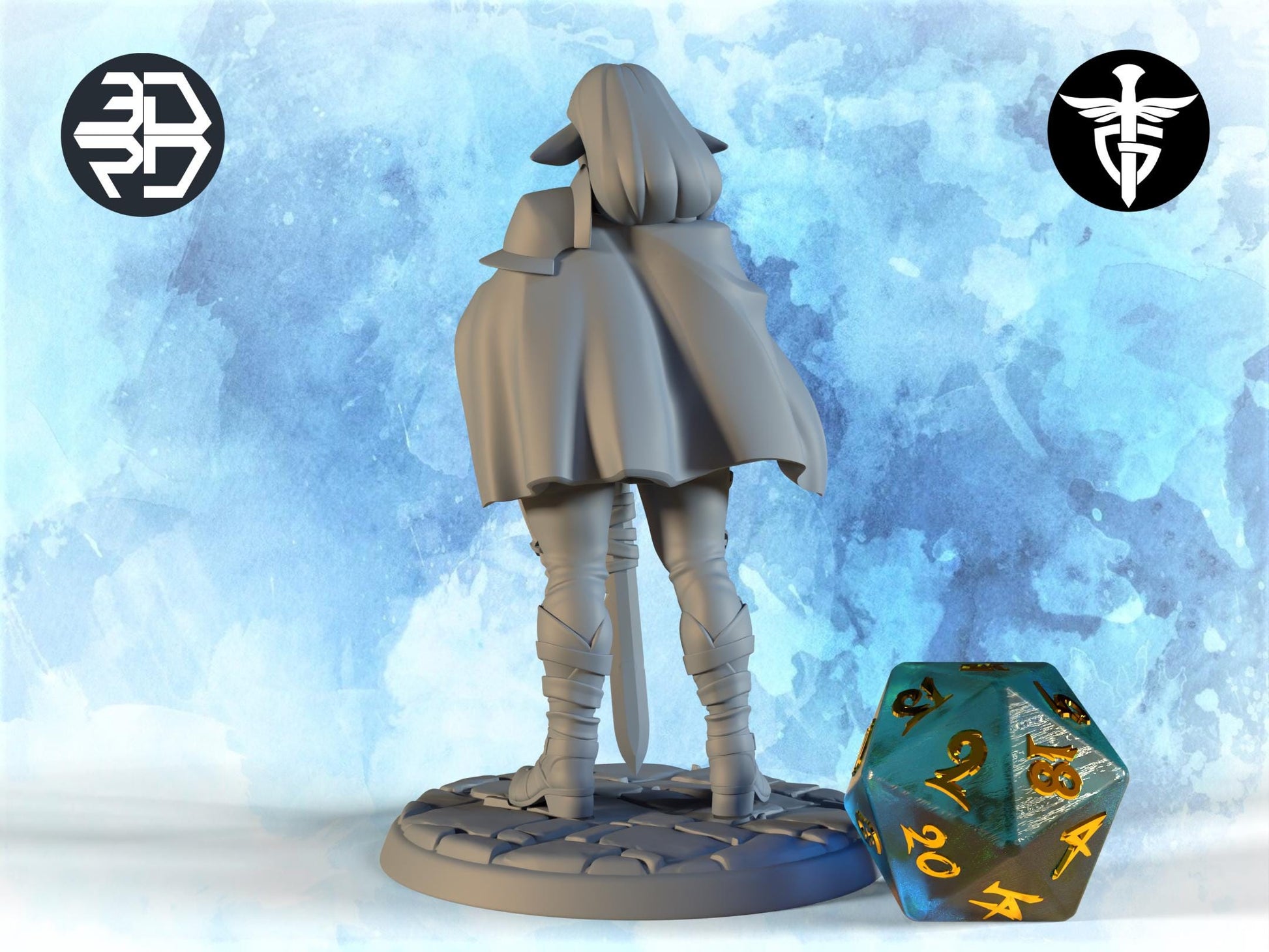 Female Firbolg Knight Miniature, Erdbeere | Twin Goddess Miniatures | Tabletop RPG Miniature | Roleplaying 3D Printed Fantasy Mini - 3DPrintDen