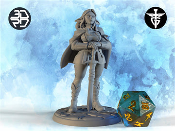 Female Firbolg Knight Miniature, Erdbeere | Twin Goddess Miniatures | Tabletop RPG Miniature | Roleplaying 3D Printed Fantasy Mini - 3DPrintDen