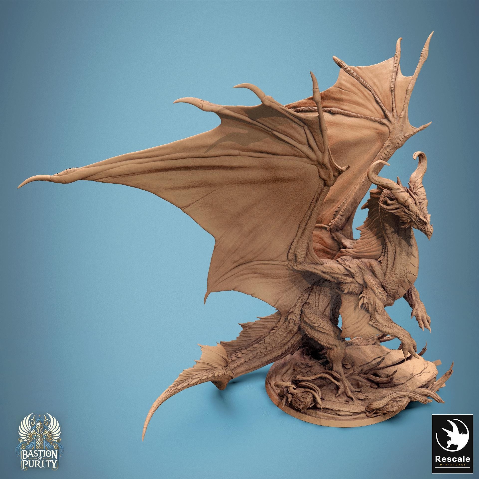 Legendary Bronze Dragon Miniature | Tabletop RPG Miniature | Rescale Miniature | Roleplaying 3D Printed Fantasy Mini - 3DPrintDen