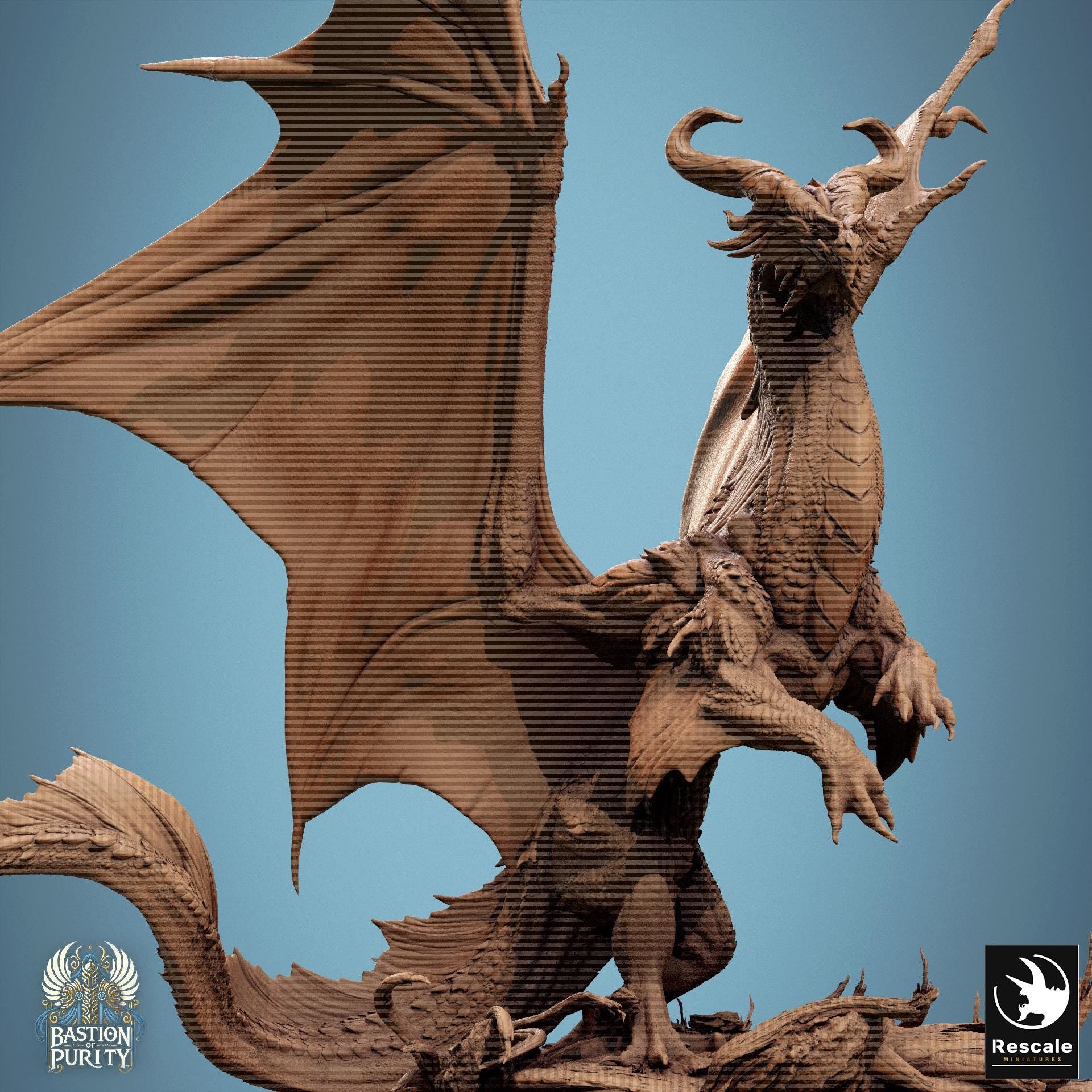 Legendary Bronze Dragon Miniature | Tabletop RPG Miniature | Rescale Miniature | Roleplaying 3D Printed Fantasy Mini - 3DPrintDen