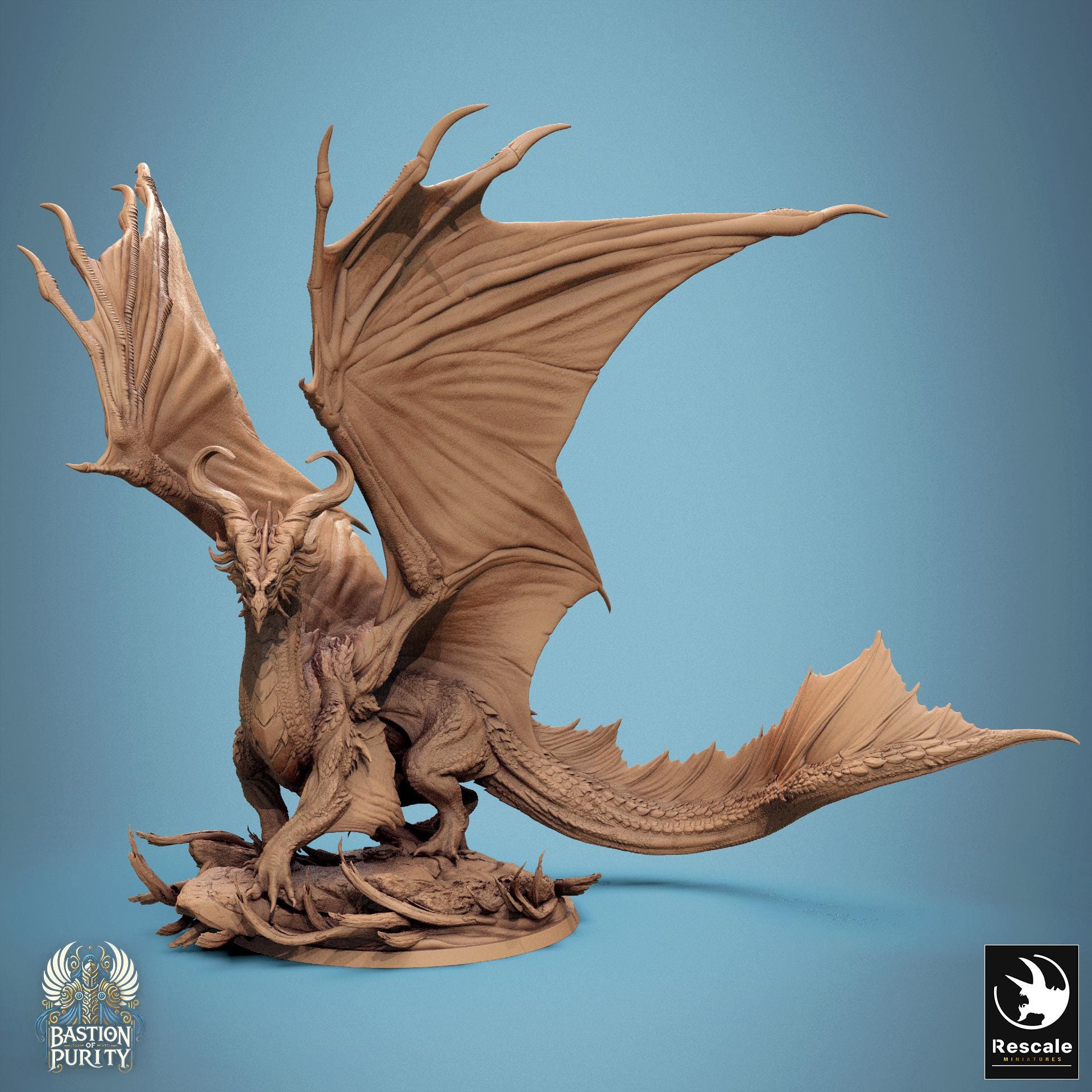 Legendary Bronze Dragon Miniature | Tabletop RPG Miniature | Rescale Miniature | Roleplaying 3D Printed Fantasy Mini - 3DPrintDen