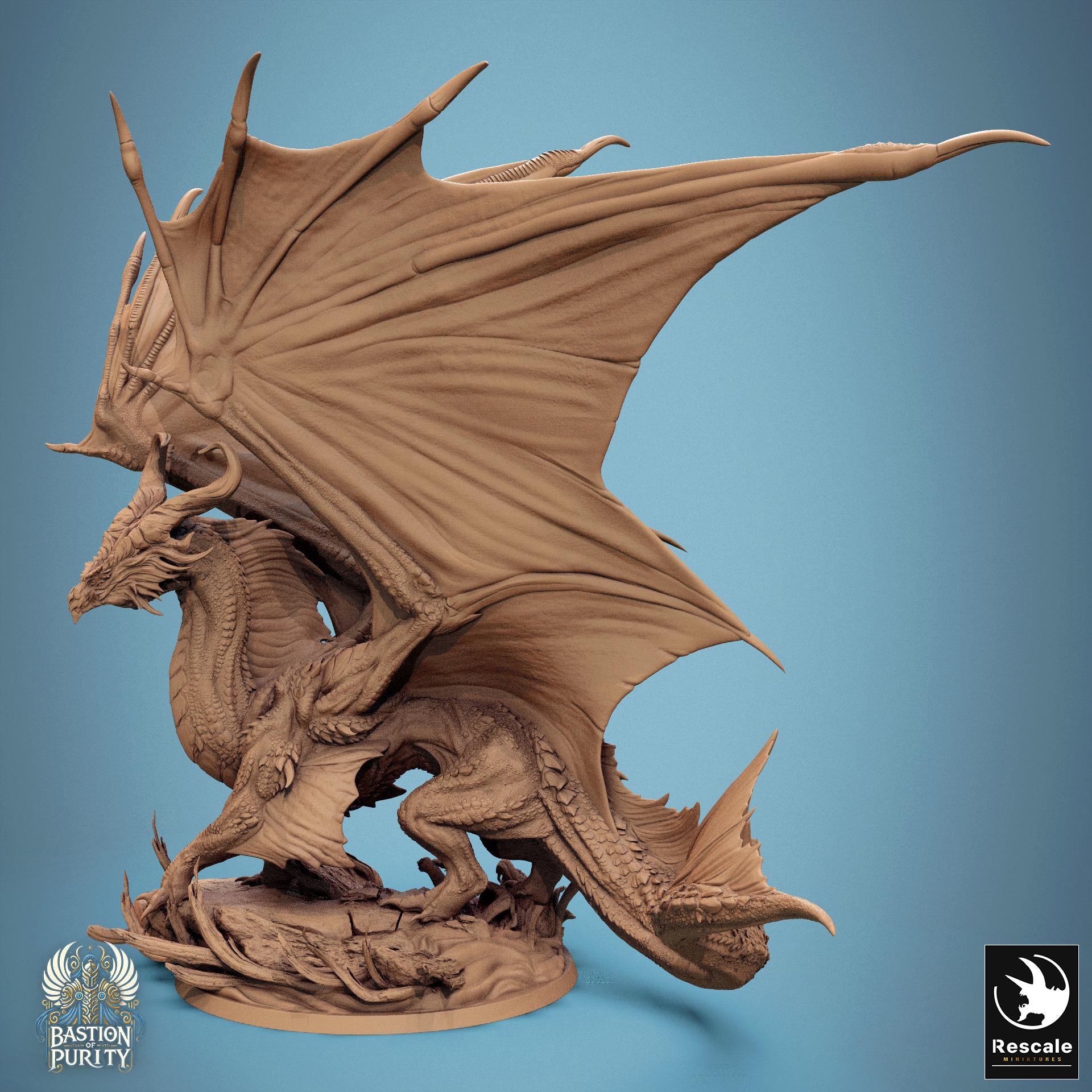 Legendary Bronze Dragon Miniature | Tabletop RPG Miniature | Rescale Miniature | Roleplaying 3D Printed Fantasy Mini - 3DPrintDen