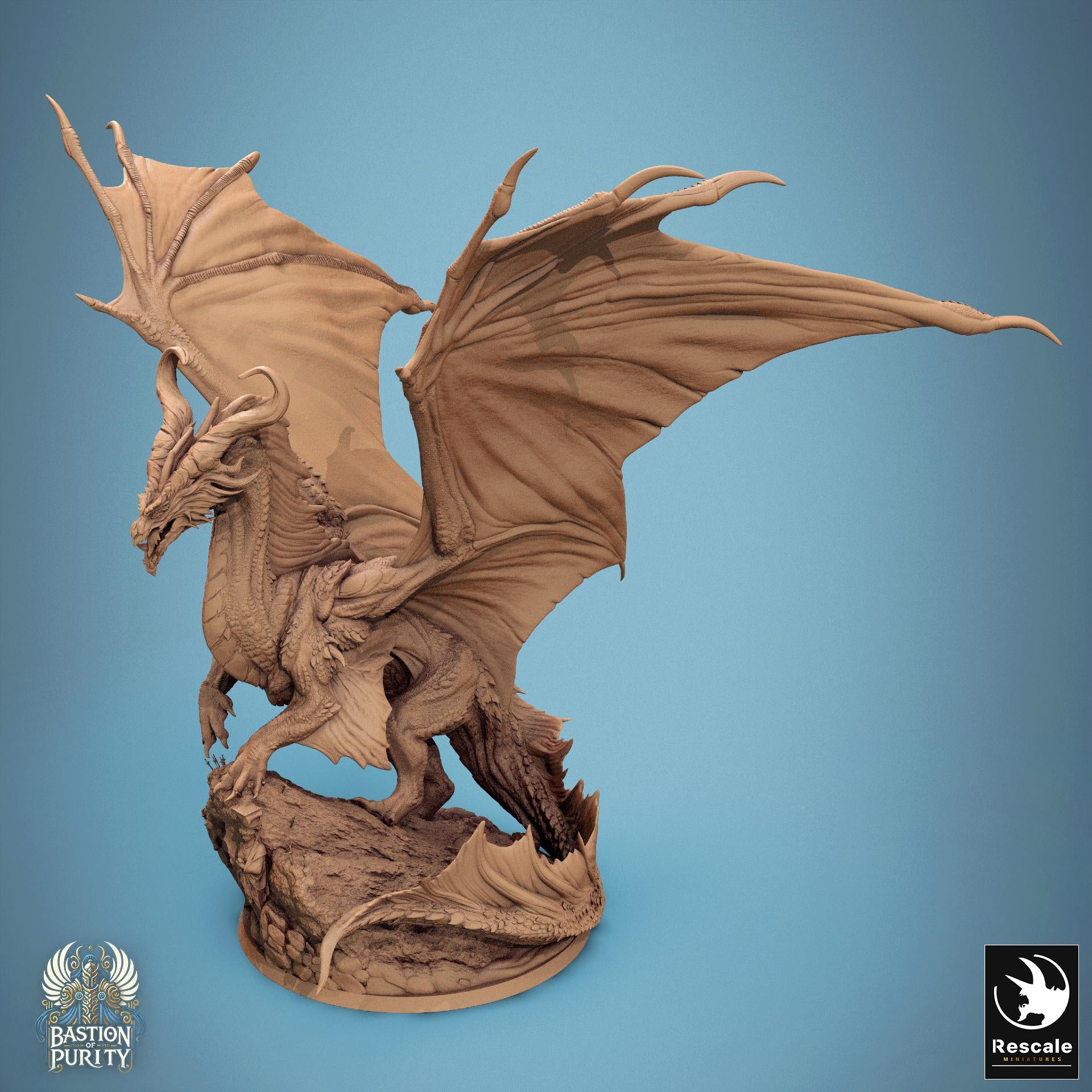 Legendary Bronze Dragon Miniature | Tabletop RPG Miniature | Rescale Miniature | Roleplaying 3D Printed Fantasy Mini - 3DPrintDen