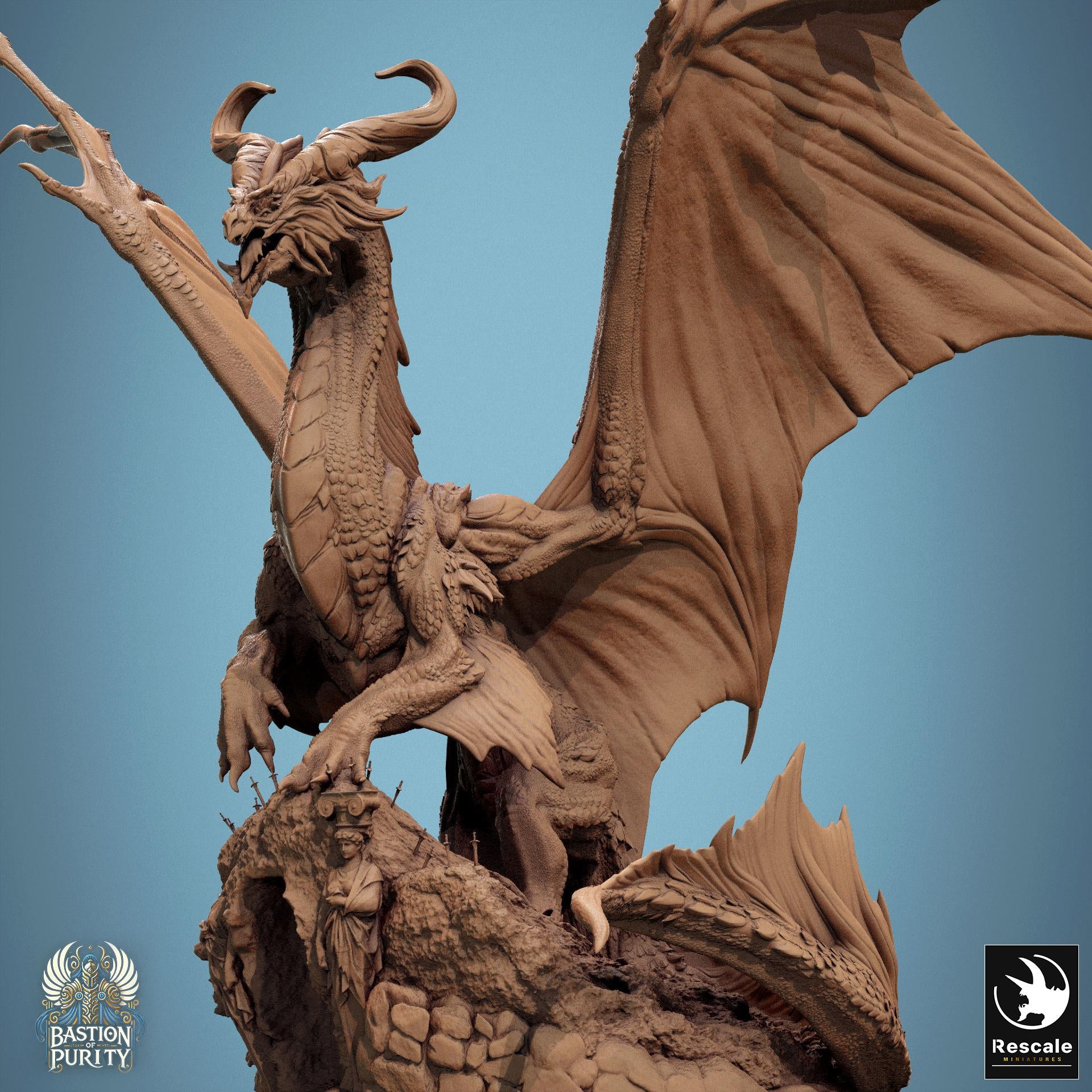 Legendary Bronze Dragon Miniature | Tabletop RPG Miniature | Rescale Miniature | Roleplaying 3D Printed Fantasy Mini - 3DPrintDen