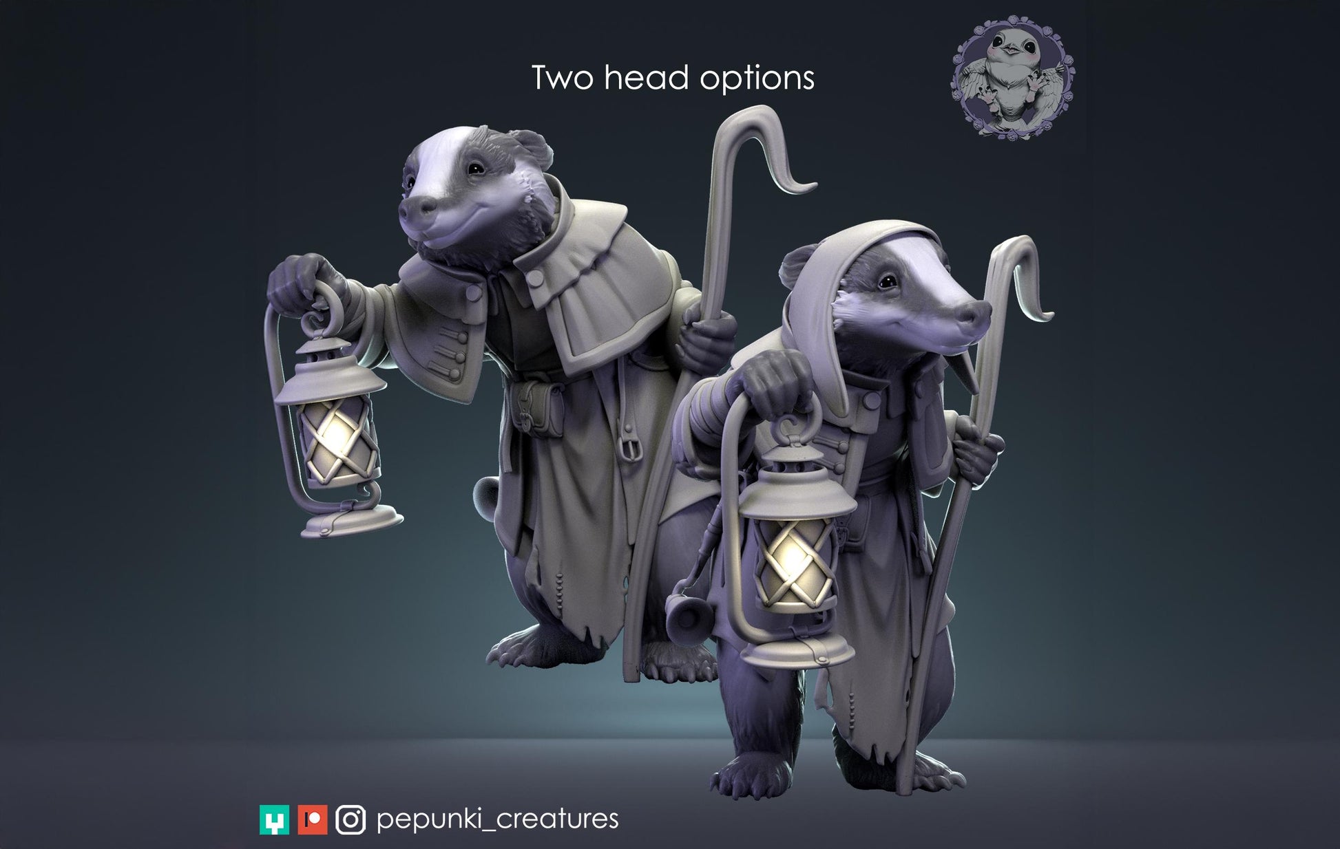 Ferry Badger Miniature | Tabletop RPG Miniature | Pepunki Creatures | Roleplaying 3D Printed Fantasy Mini - 3DPrintDen