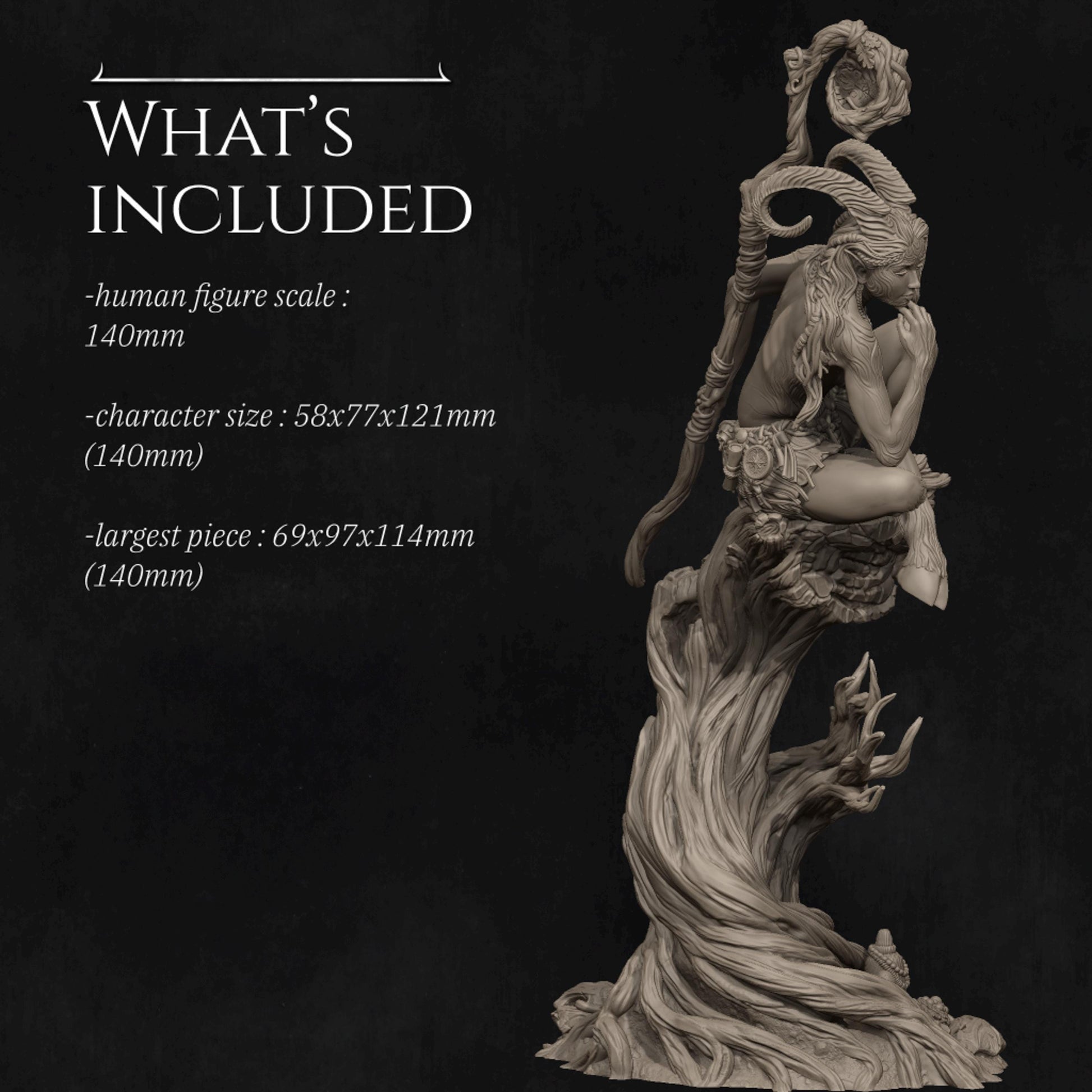 Cursed Faun Miniature, Eshvara | Tabletop RPG Miniature | Nerikson | Roleplaying 3D Printed Fantasy Mini - 3DPrintDen