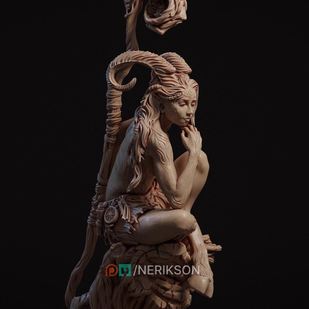 Cursed Faun Miniature, Eshvara | Tabletop RPG Miniature | Nerikson | Roleplaying 3D Printed Fantasy Mini - 3DPrintDen