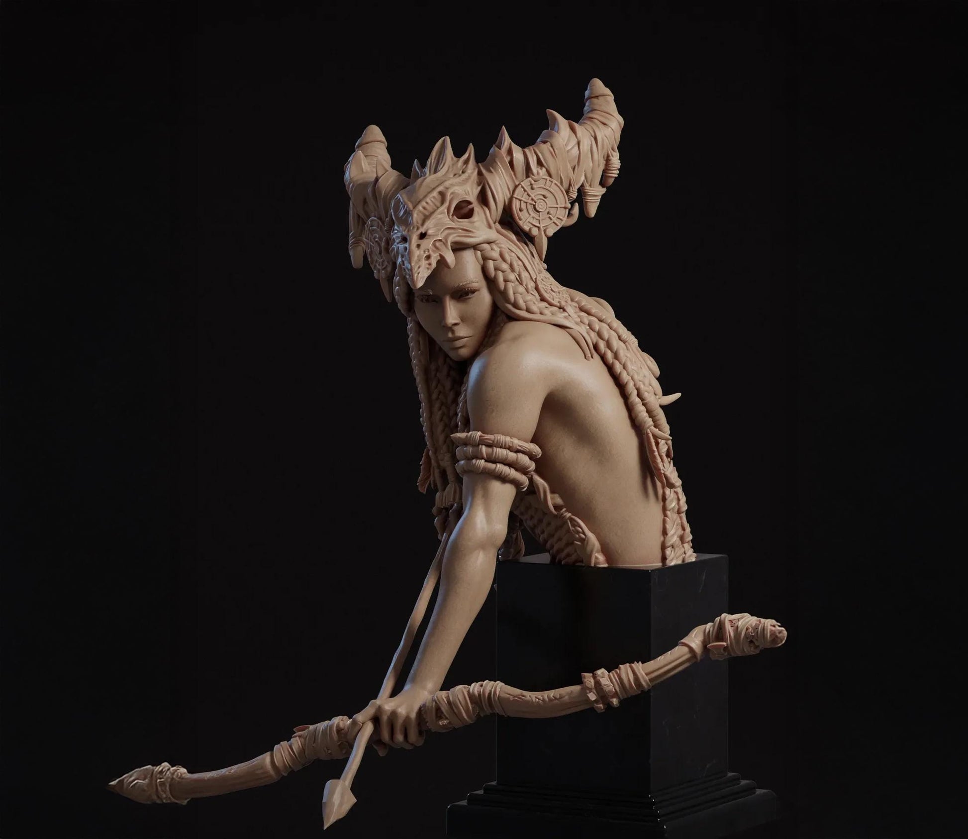 Female Wild Ranger Bust, Meabh | Tabletop RPG Miniature | Nerikson | Roleplaying 3D Printed Fantasy Mini - 3DPrintDen