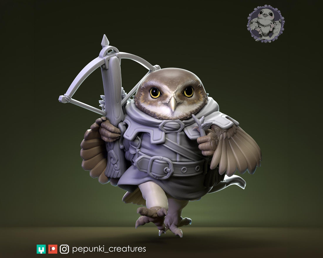 Burrowing Owl Pathfinder Miniature | Tabletop RPG Miniature | Pepunki Creatures | Roleplaying 3D Printed Fantasy Mini - 3DPrintDen