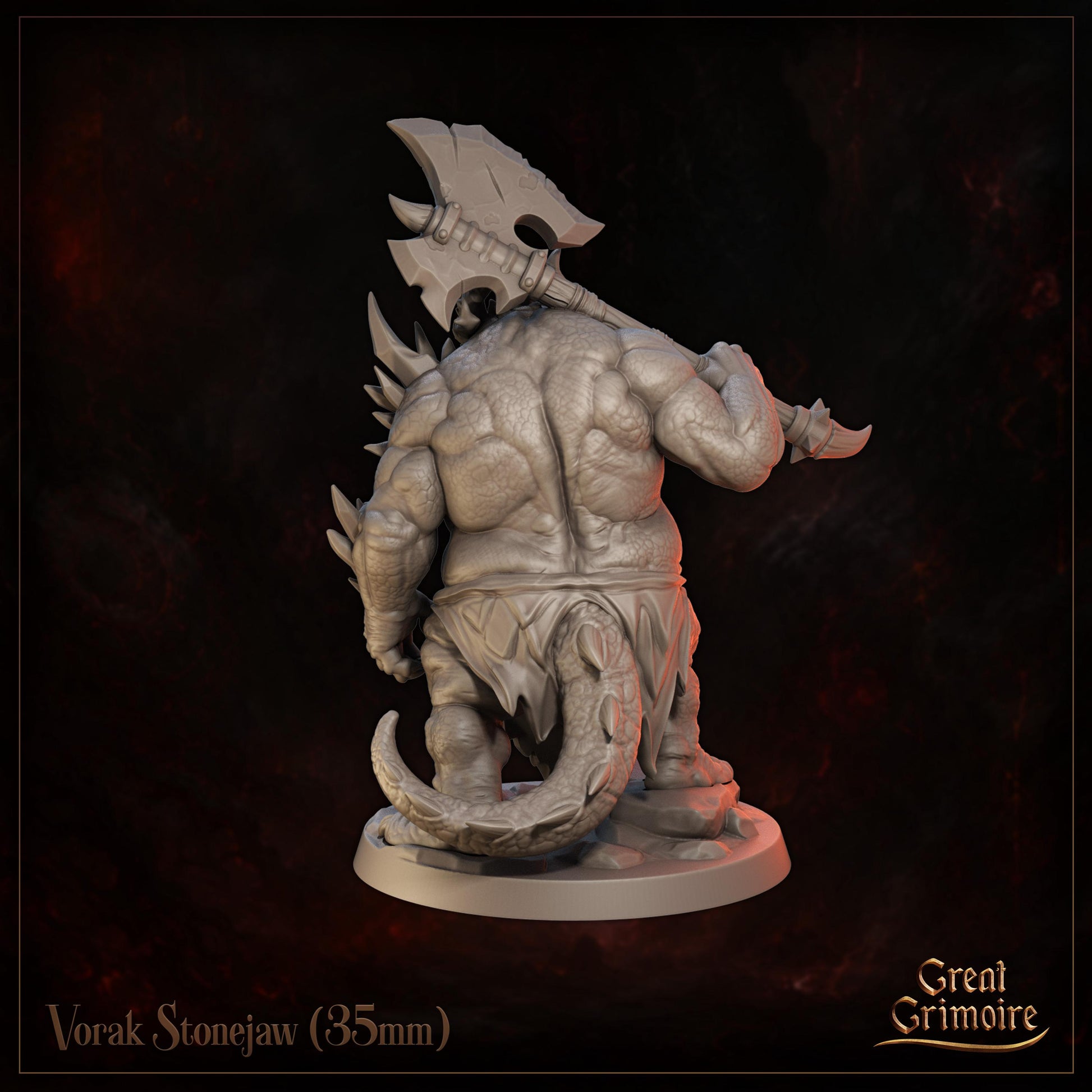 Dragonborn Veteran Miniature, Vorak Stonejaw | Tabletop RPG Miniature | Great Grimoire | Roleplaying 3D Printed Fantasy Mini - 3DPrintDen