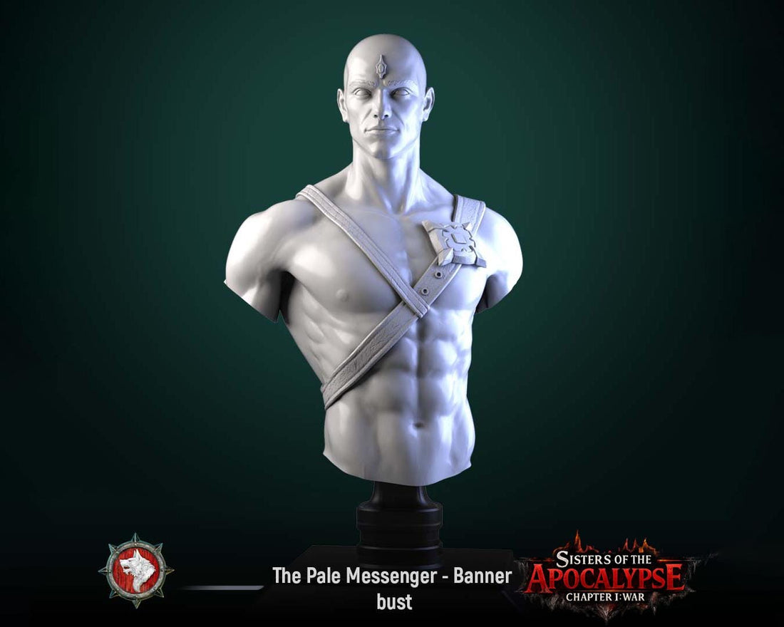 The Pale Messenger Bust | Tabletop RPG Miniature | White Werewolf Tavern | Roleplaying 3D Printed Fantasy Mini - 3DPrintDen