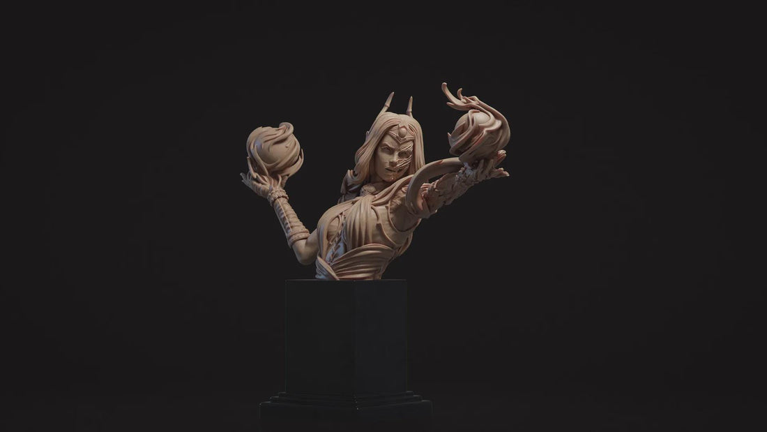 Female Wizard Bust, Eirell | Tabletop RPG Miniature | Nerikson | Roleplaying 3D Printed Fantasy Mini - 3DPrintDen