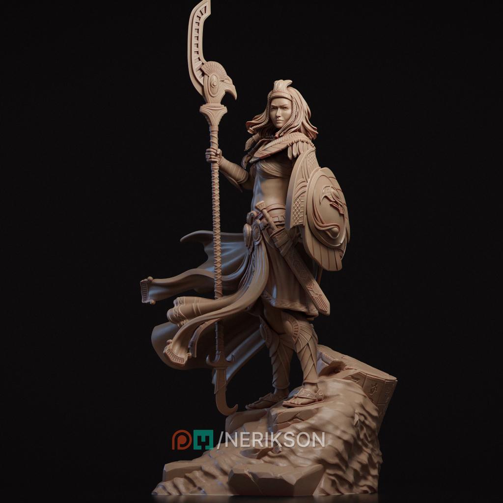 Female Guardian Miniature, Ankhira | Tabletop RPG Miniature | Nerikson | Roleplaying 3D Printed Fantasy Mini - 3DPrintDen