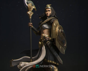 Female Guardian Miniature, Ankhira | Tabletop RPG Miniature | Nerikson | Roleplaying 3D Printed Fantasy Mini - 3DPrintDen