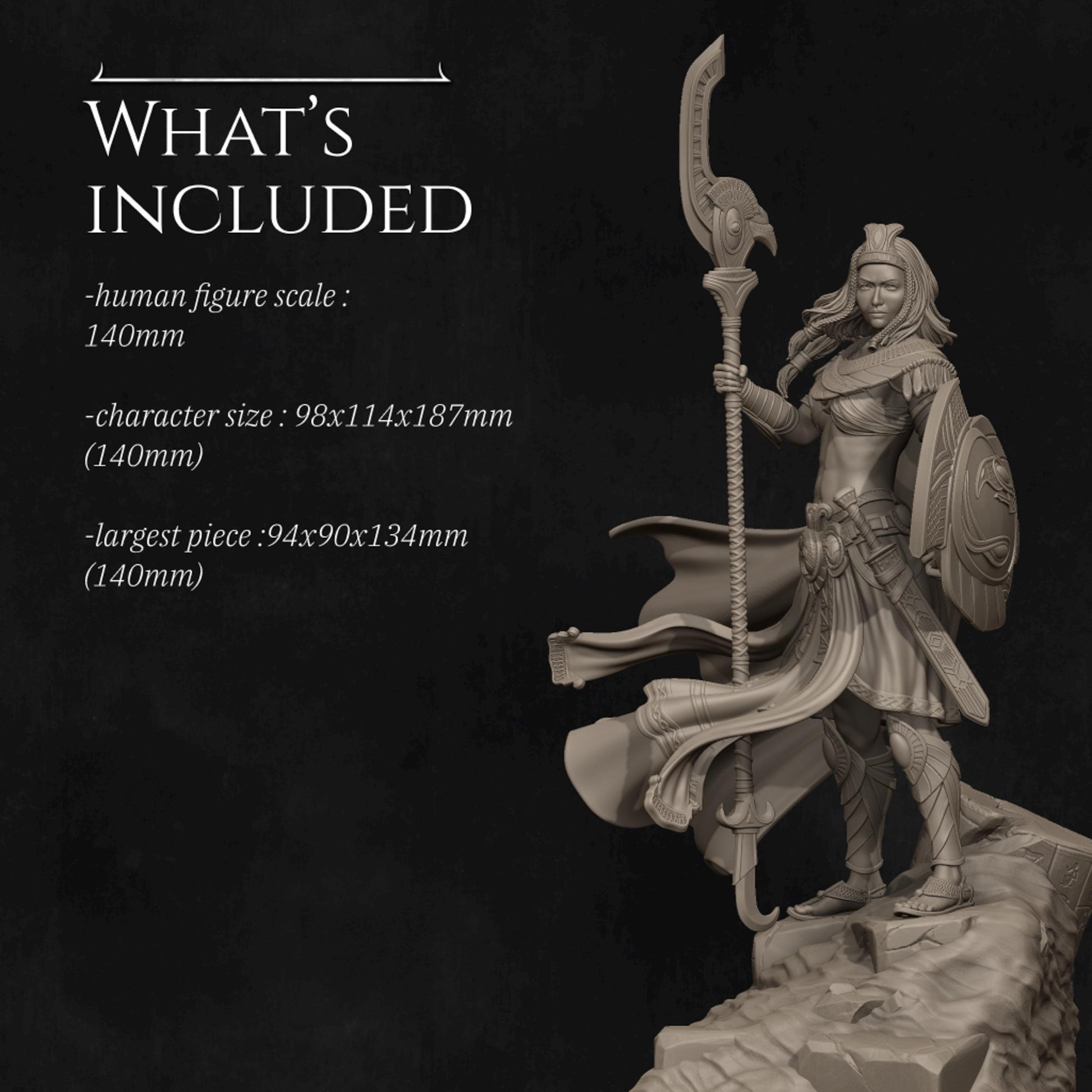 Female Guardian Miniature, Ankhira | Tabletop RPG Miniature | Nerikson | Roleplaying 3D Printed Fantasy Mini - 3DPrintDen
