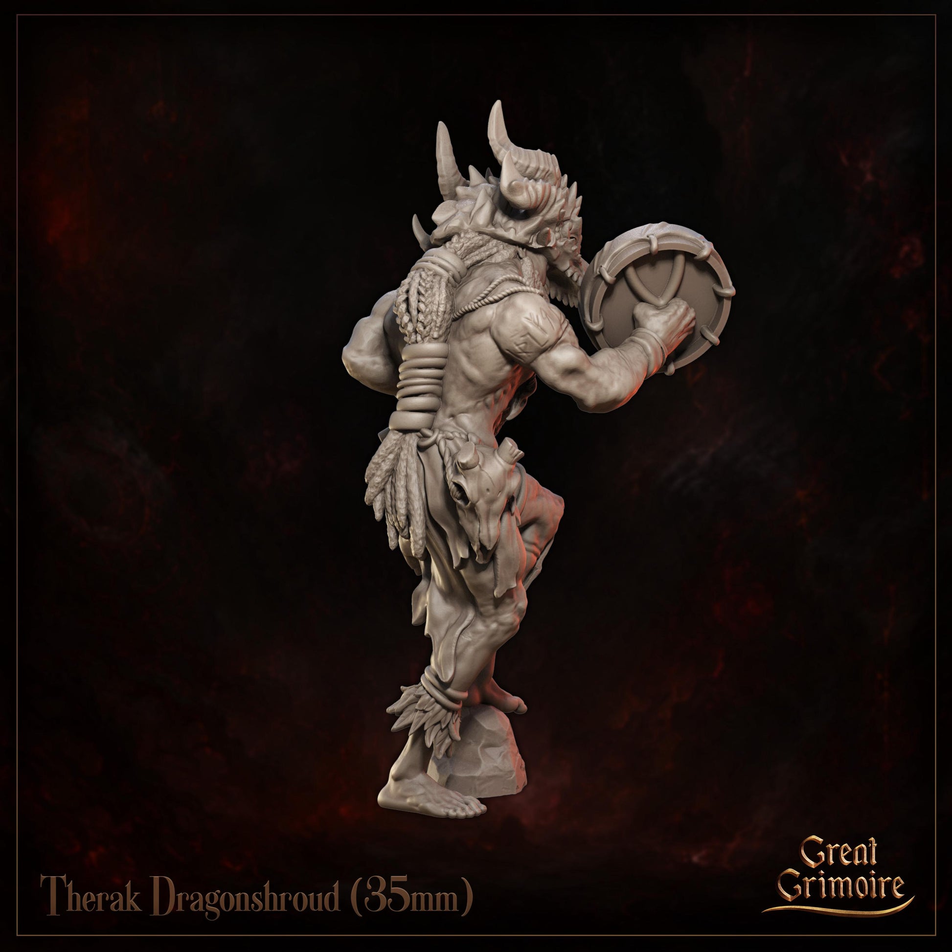 Dragonborn Shaman Miniature, Therak Dragonshroud | Tabletop RPG Miniature | Great Grimoire | Roleplaying 3D Printed Fantasy Mini - 3DPrintDen