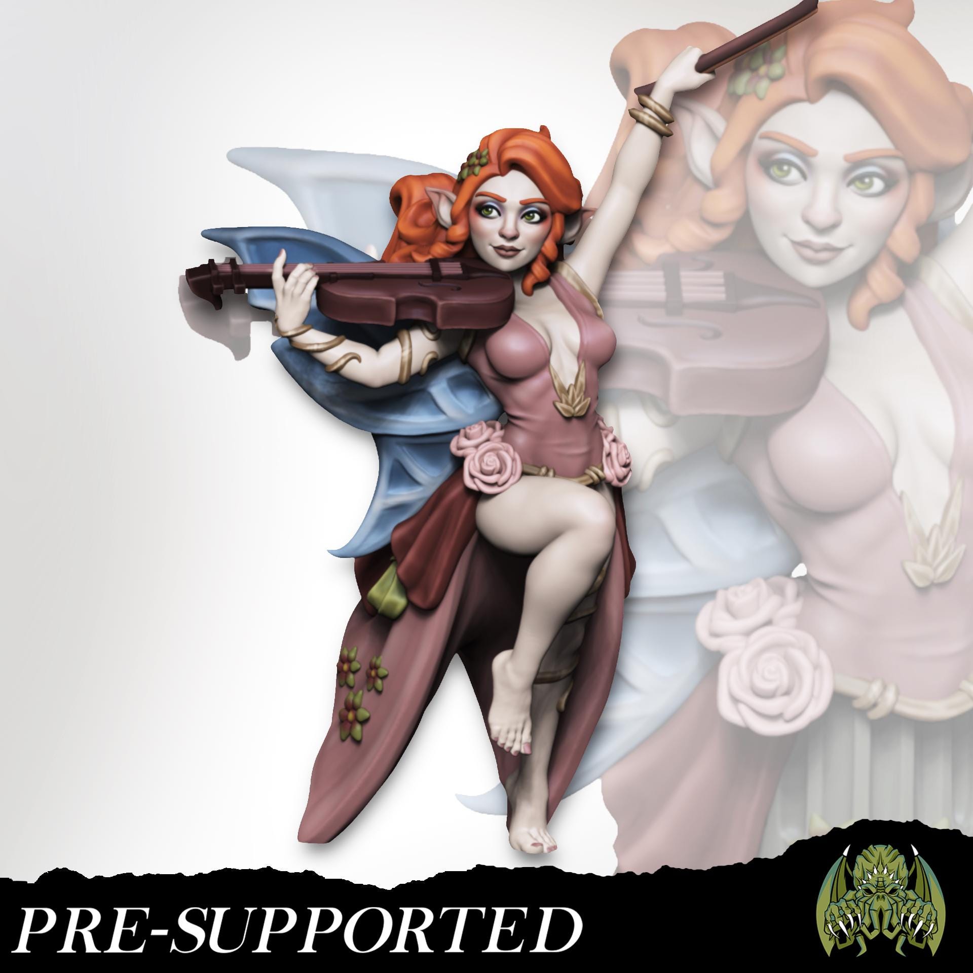 Female Fairy Bard Miniature, Lizzy | Tabletop RPG Miniature | Miniatures of Madness | Roleplaying 3D Printed Fantasy Mini - 3DPrintDen