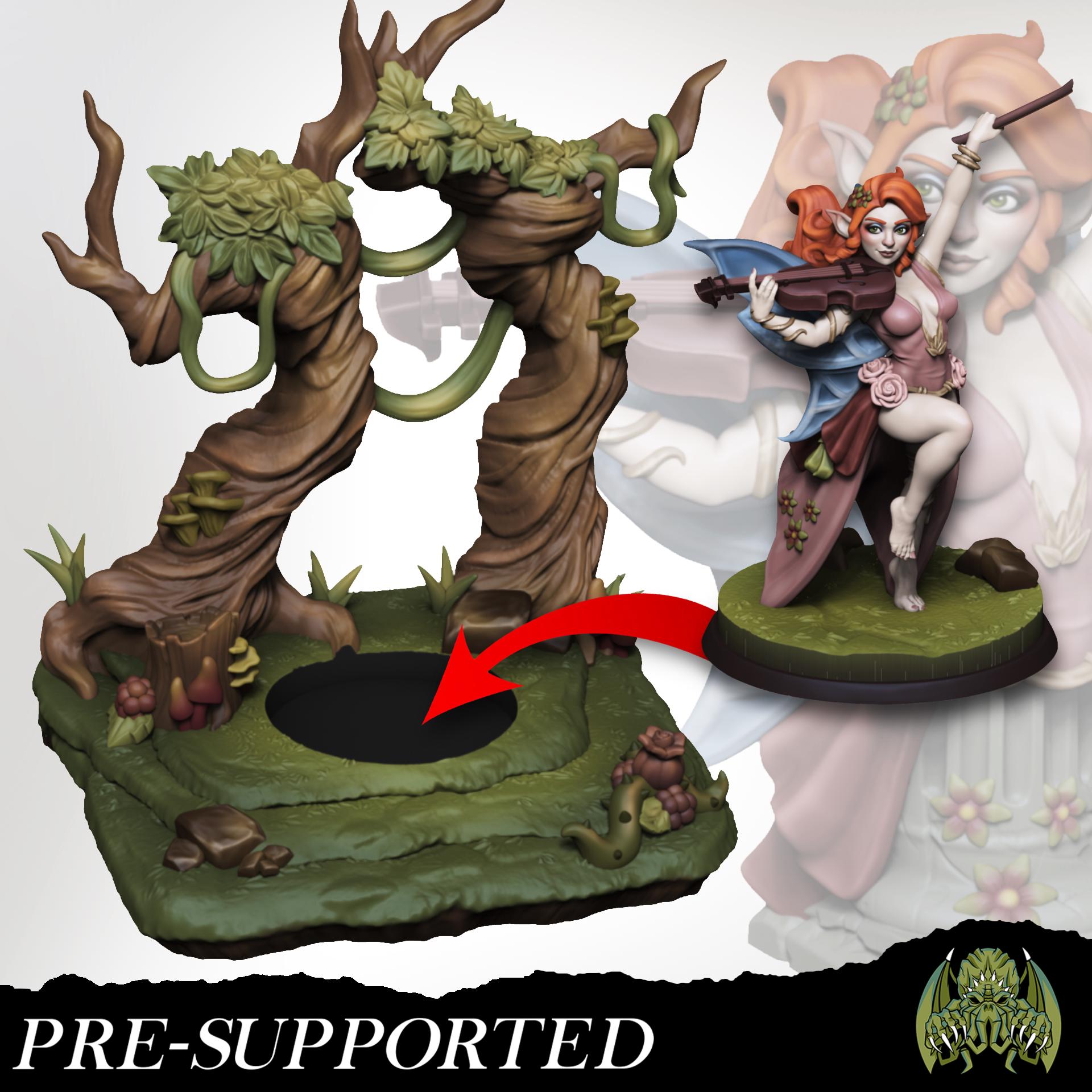 Female Fairy Bard Miniature, Lizzy | Tabletop RPG Miniature | Miniatures of Madness | Roleplaying 3D Printed Fantasy Mini - 3DPrintDen