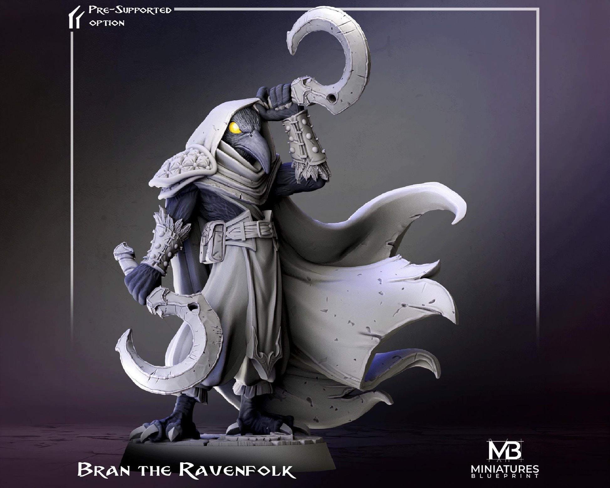 Ravenfolk Miniature | Tabletop RPG Miniature | Miniatures Blueprint | Roleplaying 3D Printed Fantasy Mini - 3DPrintDen