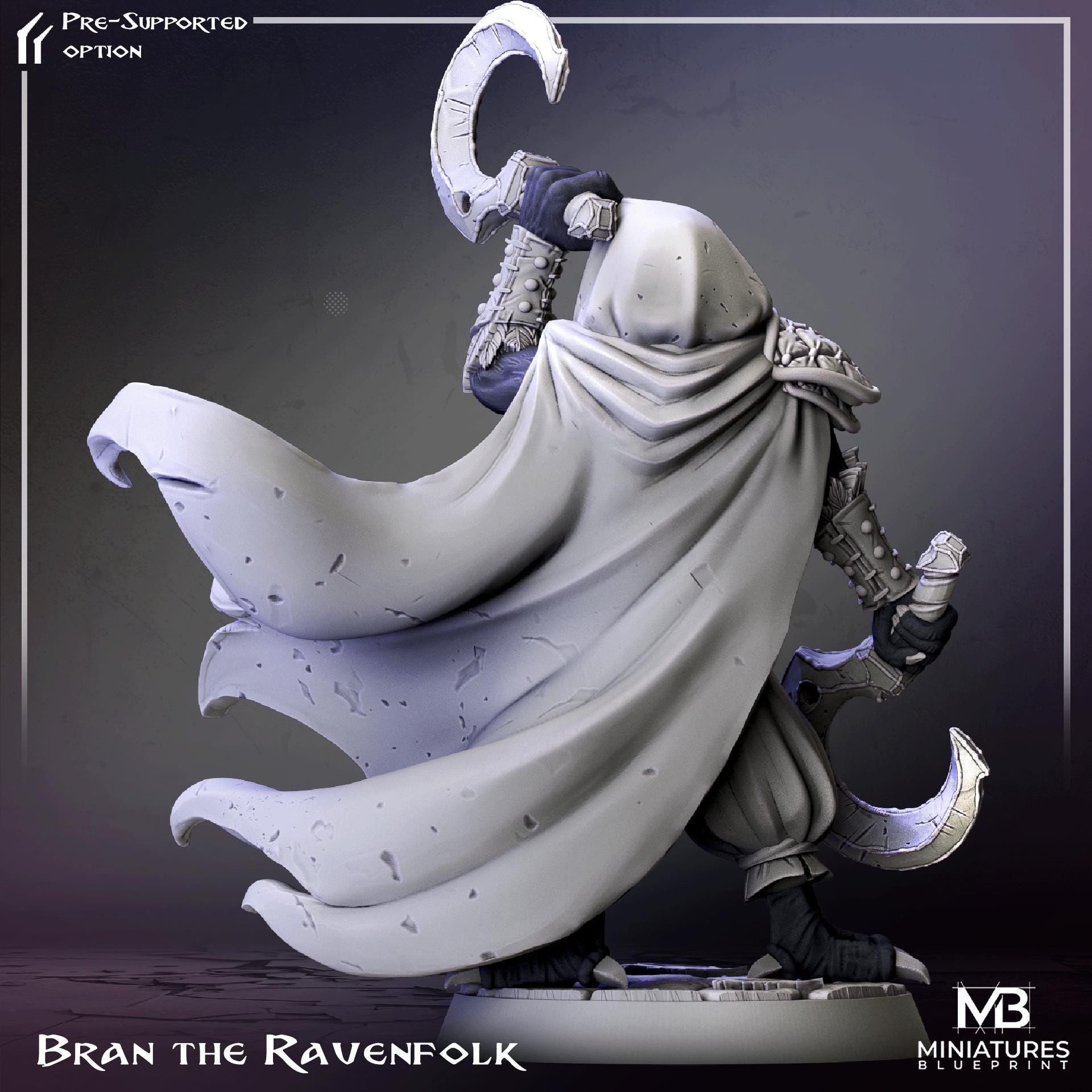 Ravenfolk Miniature | Tabletop RPG Miniature | Miniatures Blueprint | Roleplaying 3D Printed Fantasy Mini - 3DPrintDen