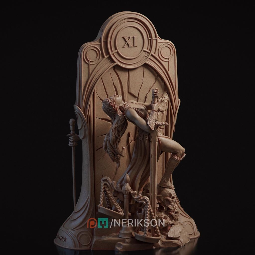 Tarot Arcana: Justice Diorama Miniature | Tabletop RPG Miniature | Nerikson | Roleplaying 3D Printed Fantasy Mini - 3DPrintDen