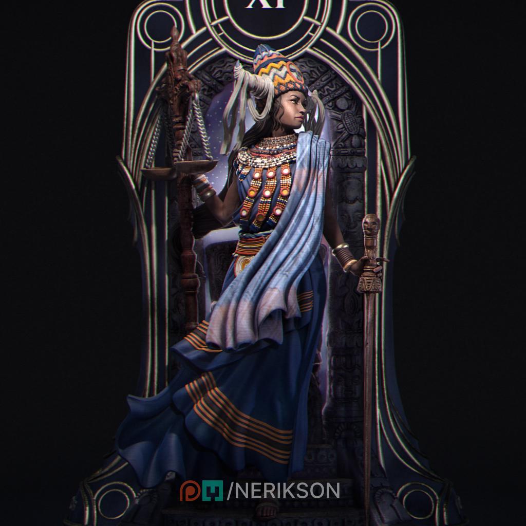 Tarot Arcana: Justice Diorama Miniature | Tabletop RPG Miniature | Nerikson | Roleplaying 3D Printed Fantasy Mini - 3DPrintDen