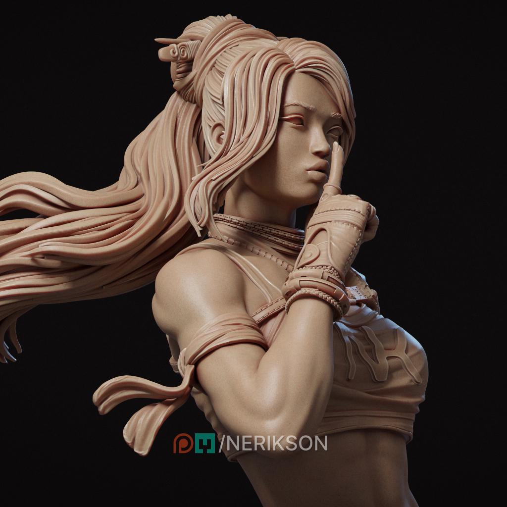 Female Yakuza Samurai Bust, Neo-Nixxi | Tabletop RPG Miniature | Nerikson | Roleplaying 3D Printed Fantasy Mini - 3DPrintDen