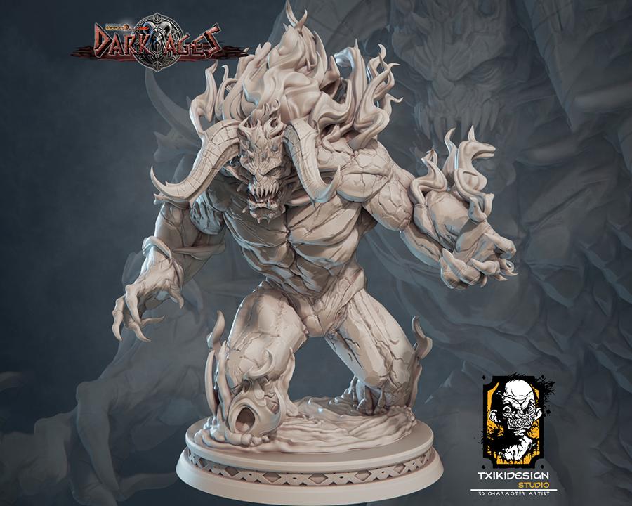 Fire Elemental Miniature | Tabletop RPG Miniature | Javier Txiki Tejedor | Roleplaying 3D Printed Fantasy Mini - 3DPrintDen