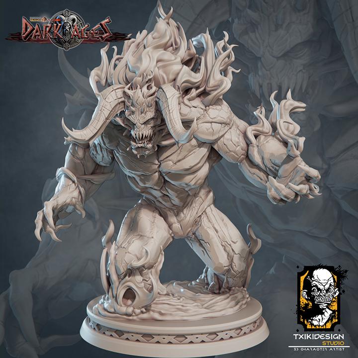 Fire Elemental Miniature | Tabletop RPG Miniature | Javier Txiki Tejedor | Roleplaying 3D Printed Fantasy Mini - 3DPrintDen