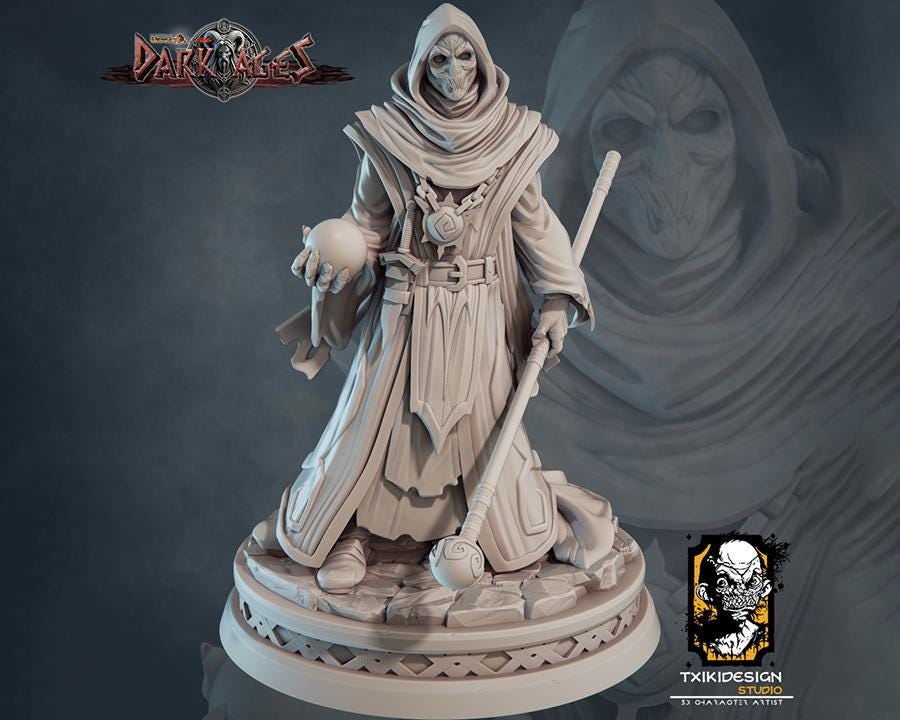 Cultist Miniature | Tabletop RPG Miniature | Javier Txiki Tejedor | Roleplaying 3D Printed Fantasy Mini - 3DPrintDen