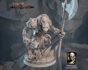Hyena Warrior Miniature | Tabletop RPG Miniature | Javier Txiki Tejedor | Roleplaying 3D Printed Fantasy Mini - 3DPrintDen