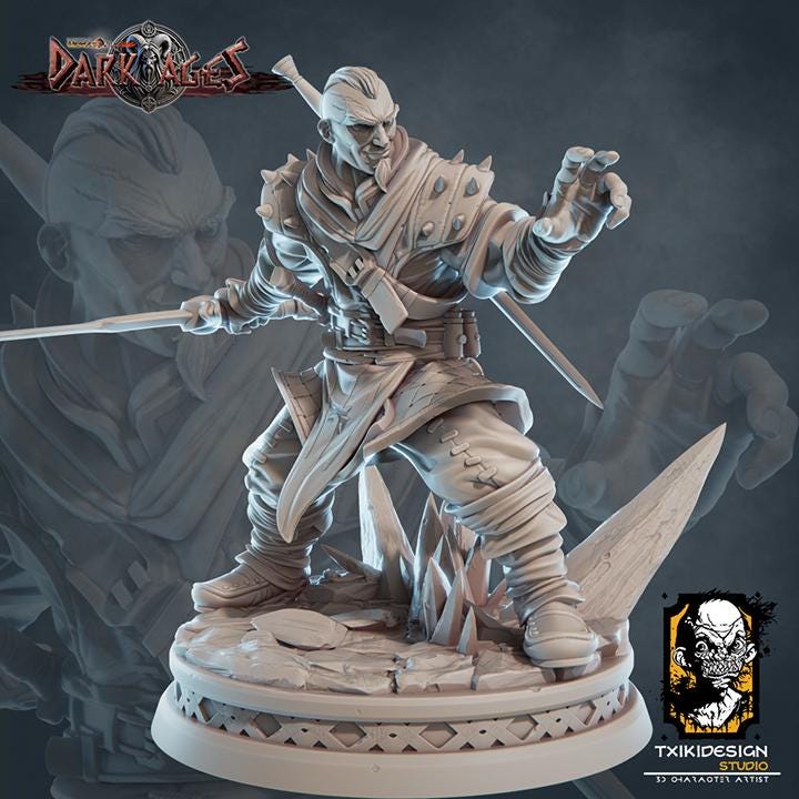 Fighter Miniature | Tabletop RPG Miniature | Javier Txiki Tejedor | Roleplaying 3D Printed Fantasy Mini - 3DPrintDen