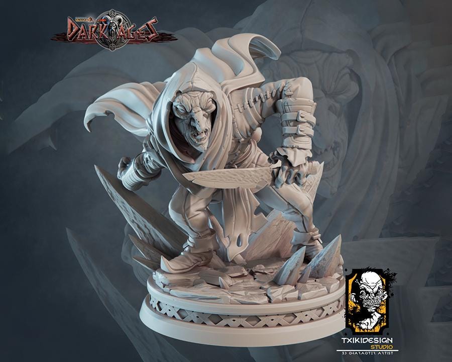 Hobgoblin Rogue Miniature | Tabletop RPG Miniature | Javier Txiki Tejedor | Roleplaying 3D Printed Fantasy Mini - 3DPrintDen