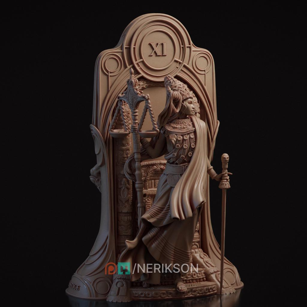 Tarot Arcana: Justice Diorama Miniature | Tabletop RPG Miniature | Nerikson | Roleplaying 3D Printed Fantasy Mini - 3DPrintDen