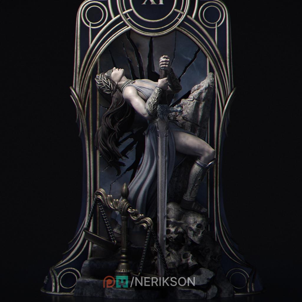 Tarot Arcana: Justice Diorama Miniature | Tabletop RPG Miniature | Nerikson | Roleplaying 3D Printed Fantasy Mini - 3DPrintDen
