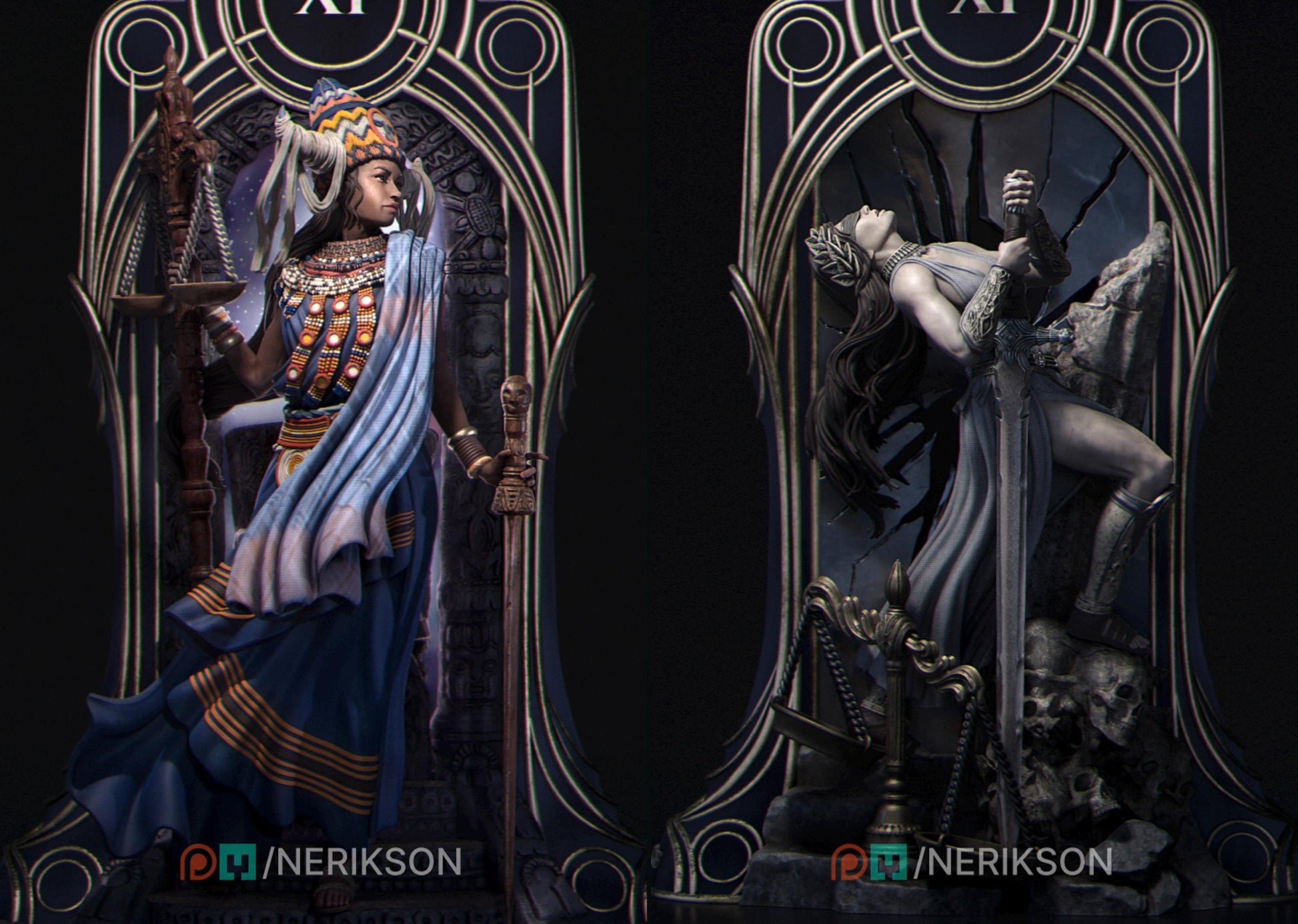 Tarot Arcana: Justice Diorama Miniature | Tabletop RPG Miniature | Nerikson | Roleplaying 3D Printed Fantasy Mini - 3DPrintDen