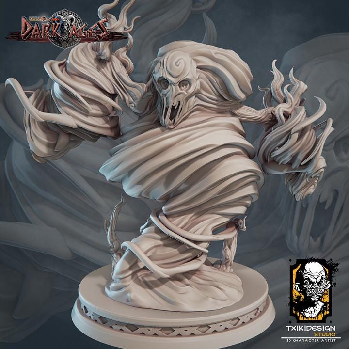 Air Elemental Miniature | Tabletop RPG Miniature | Javier Txiki Tejedor | Roleplaying 3D Printed Fantasy Mini - 3DPrintDen