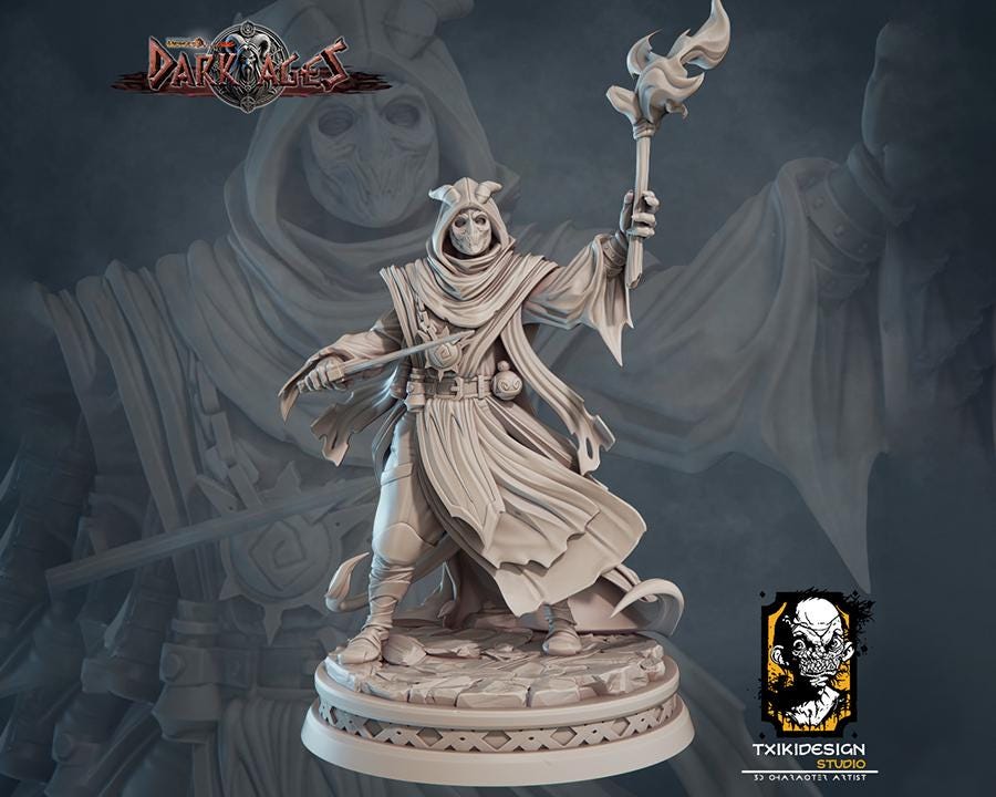 Cultist Miniature | Tabletop RPG Miniature | Javier Txiki Tejedor | Roleplaying 3D Printed Fantasy Mini - 3DPrintDen