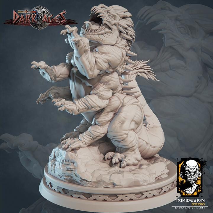 Basilisk Miniature | Tabletop RPG Miniature | Javier Txiki Tejedor | Roleplaying 3D Printed Fantasy Mini - 3DPrintDen