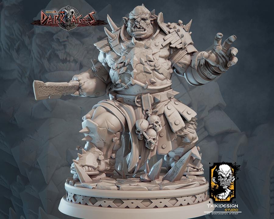 Orc Miniature | Tabletop RPG Miniature | Javier Txiki Tejedor | Roleplaying 3D Printed Fantasy Mini - 3DPrintDen