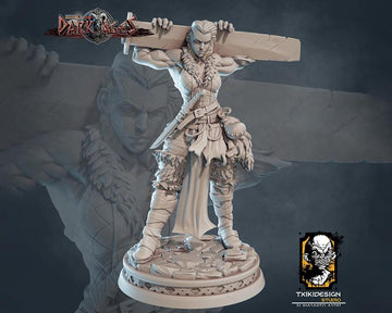 Female Barbarian Miniature | Tabletop RPG Miniature | Javier Txiki Tejedor | Roleplaying 3D Printed Fantasy Mini - 3DPrintDen