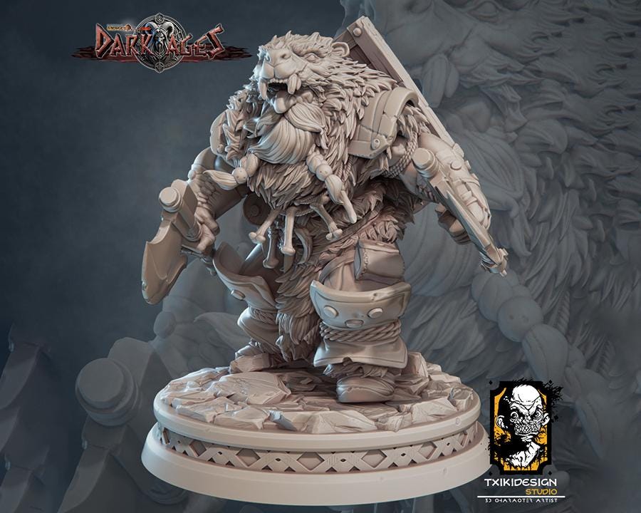 Dwarf Fighter Miniature | Tabletop RPG Miniature | Javier Txiki Tejedor | Roleplaying 3D Printed Fantasy Mini - 3DPrintDen
