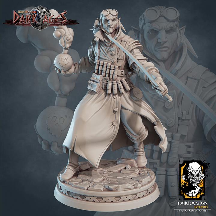 Elf Artificer Miniature | Tabletop RPG Miniature | Javier Txiki Tejedor | Roleplaying 3D Printed Fantasy Mini - 3DPrintDen