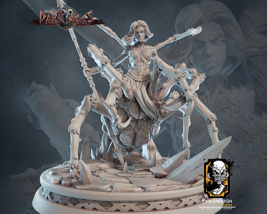 Female Drider Warrior Miniature | Tabletop RPG Miniature | Javier Txiki Tejedor | Roleplaying 3D Printed Fantasy Mini - 3DPrintDen